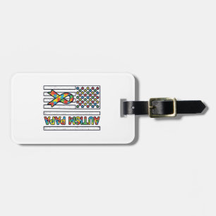 Autism Pappa Flagga Band Puzzle Bit T-Shirt Design Bagagebricka