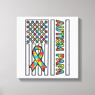 Autism Pappa Flagga Band Puzzle Bit T-Shirt Design Canvastryck