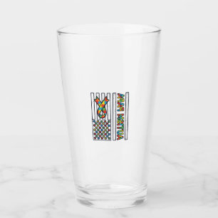 Autism Pappa Flagga Band Puzzle Bit T-Shirt Design Glaskopp