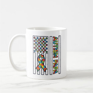 Autism Pappa Flagga Band Puzzle Bit T-Shirt Design Kaffemugg
