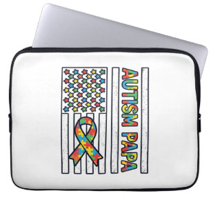 Autism Pappa Flagga Band Puzzle Bit T-Shirt Design Laptop Fodral