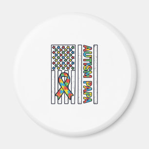 Autism Pappa Flagga Band Puzzle Bit T-Shirt Design Magnet