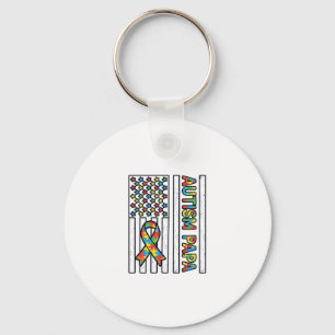 Autism Pappa Flagga Band Puzzle Bit T-Shirt Design Nyckelring