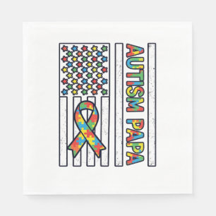 Autism Pappa Flagga Band Puzzle Bit T-Shirt Design Pappersservett