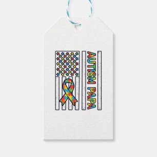 Autism Pappa Flagga Band Puzzle Bit T-Shirt Design Presentetikett