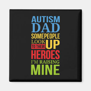 Autism Pappa folk tittar upp på sina hjältar och h Magnet
