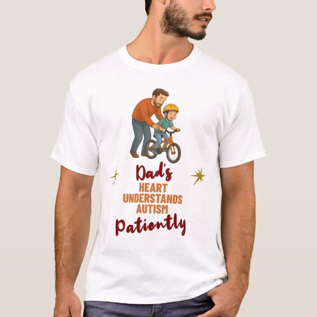 Autism Pappa Hjärta Förstår Tåligt Present T Shirt (Framsida)
