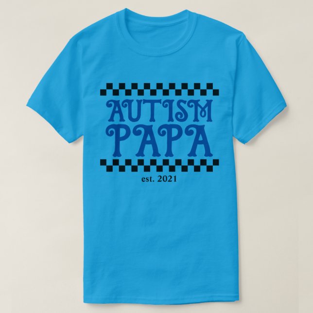 autism pappa med anpassningsbar fastställd år t shirt (Design framsida)