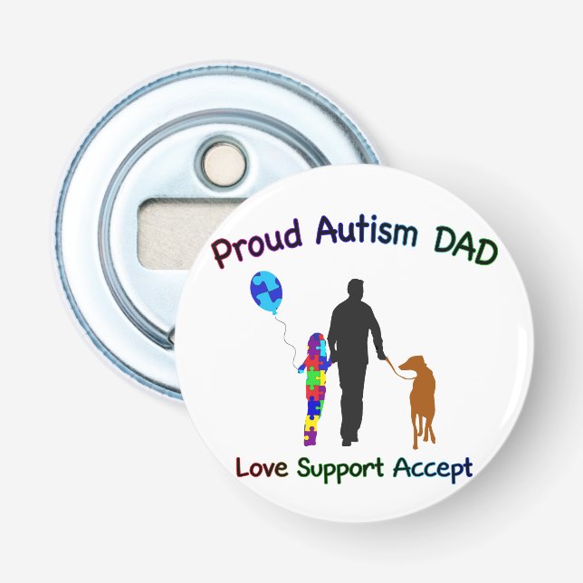 Autism Pappa med Hund Flasköppnare (Framsidan)