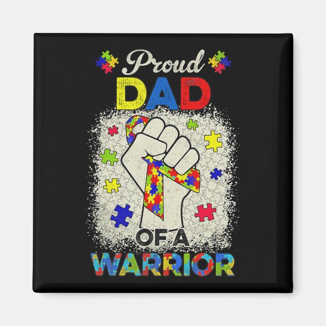 Autism Pappa of Autism Awareness Warrior Support A Magnet (Framsidan)