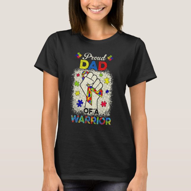 Autism Pappa of Autism Awareness Warrior Support A T Shirt (Framsida)
