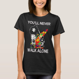 Autism Pappa Stöd Ensam Pussel Du Kommer Aldrig Gå T Shirt