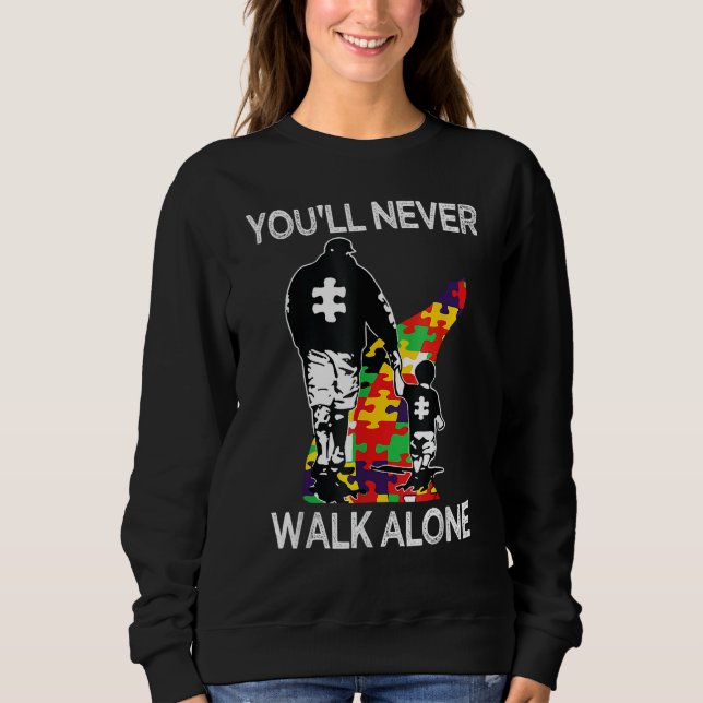 Autism Pappa Support Ensam Puzzle Du kommer aldrig T Shirt (Framsida)
