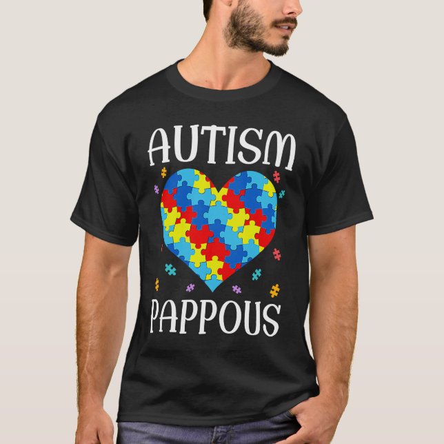 Autism Pappous Matching Family Heart Autism Awaren T Shirt (Framsida)