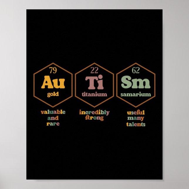 Autism Periodic Bord Funny Autism Awareness Manar  Poster (Framsidan)