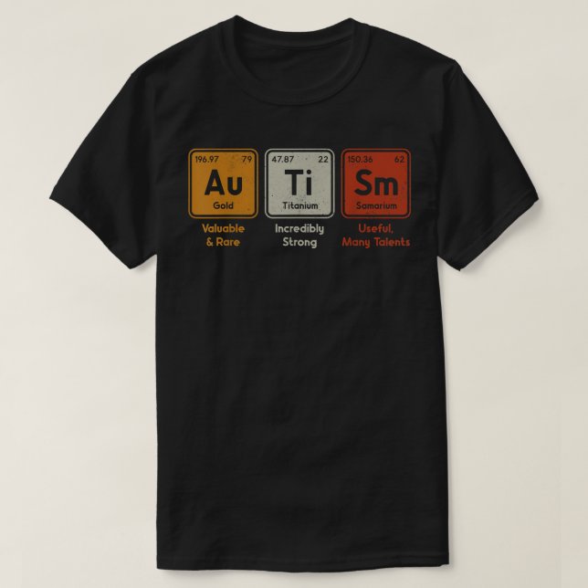 Autism Periodic Bord Inslag Stavning Autistic B T Shirt (Design framsida)