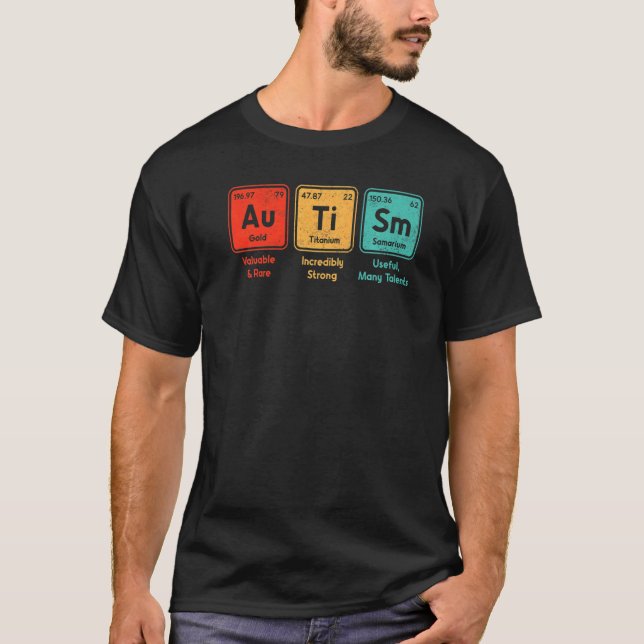 Autism Periodic Bord Inslag Stavning Autistic B T Shirt (Framsida)