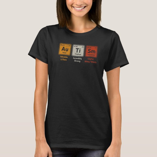 Autism Periodic Bord Inslag Stavning Autistic B T Shirt (Framsida)