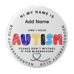 Autism Pin  ID Neurodiversity club Knapp<br><div class="desc">The Autism Pin ID Neurodiversity Club celebrates individuality, inclusion, and pride within the neurodiverse community. Designed to represent and support autistic identity, this pin serves as a meaningful symbol of acceptance and awareness. Perfect for students, advocates, and allies, it can be worn on bags, jackets, or lanyards to show solidarity...</div>