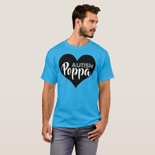 autism poppa-hjärta t shirt (Hel framsida)