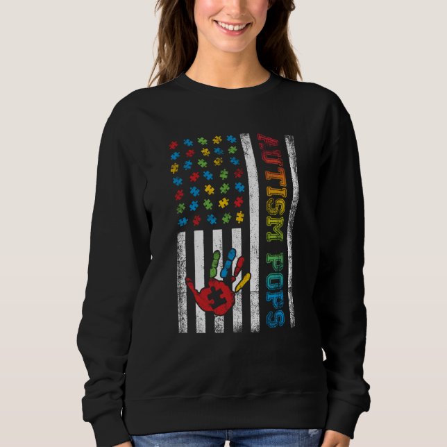 Autism Pops American Flag Autism Awareness T Shirt (Framsida)