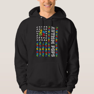 Autism Pops Amerikansk Flagga Autism Medvetenhet Hoodie
