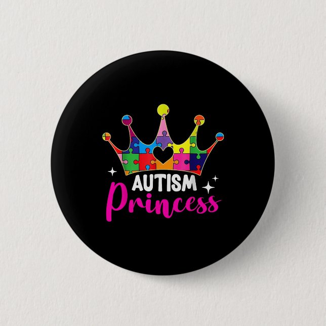 Autism Princess Dotter Autism Awareness Knapp (Framsida)