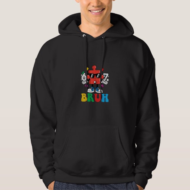 Autism Pussel 6 7 Hand Bru Hoodie (Framsida)