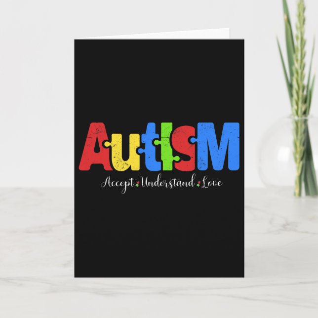 Autism Pussel Acceptera Förstå Kärlek Autism Medve Kort (Framsida)