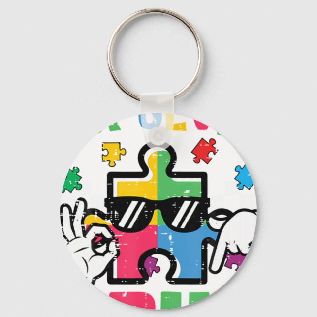 Autism Pussel Hand Sex Sju Bru Nyckelring (Framsida)