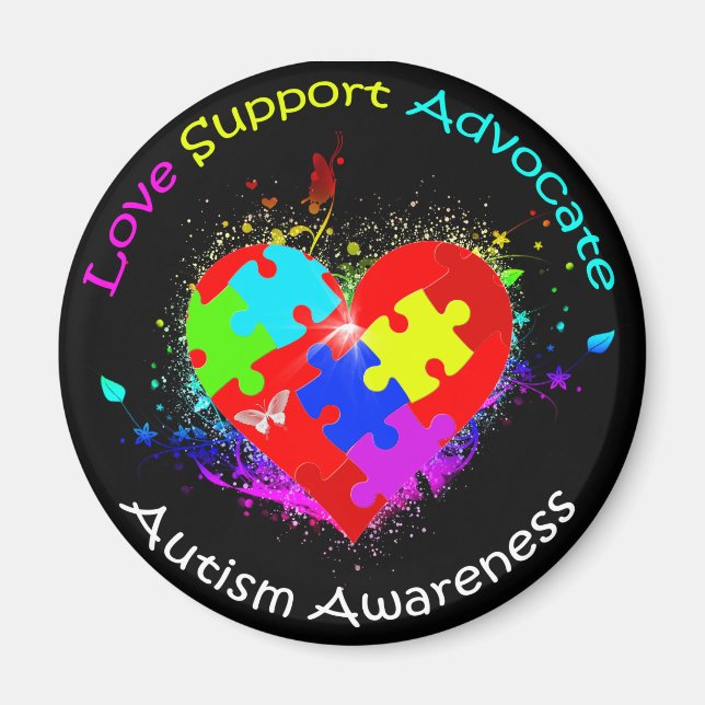 Autism Pussel på hjärtat Magnet (Framsidan)