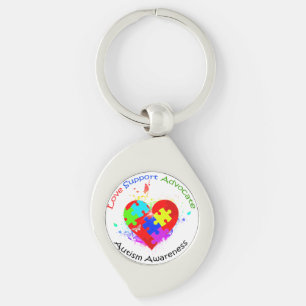 Autism Pussel på hjärtat Swirl Silverfärgad Nyckelring