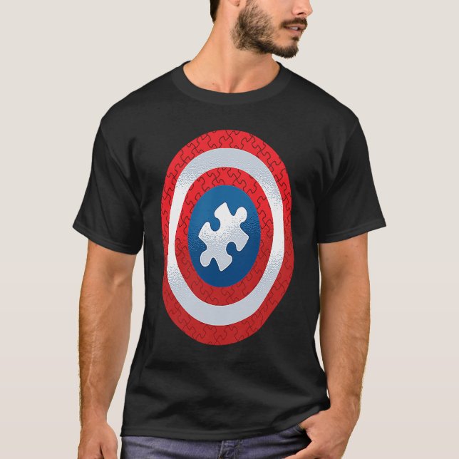 Autism Pusselbit Sköld T Shirt (Framsida)