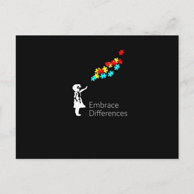 Autism Pusselbit T-shirt Autistiskt medvetande Meddelande Vykort (Framsida)