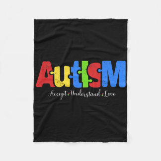 Autism Puzzle Accepterar Kärlek Autism Awaren Fleecefilt