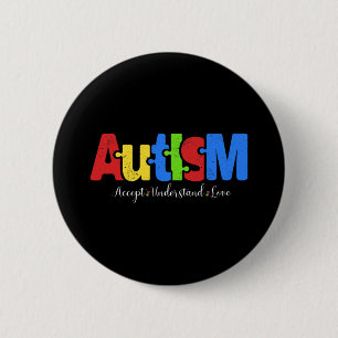Autism Puzzle Accepterar Kärlek Autism Awaren Knapp