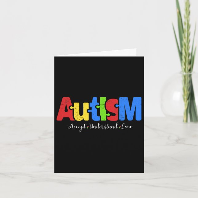 Autism Puzzle Accepterar Kärlek Autism Awaren Kort (Framsida)