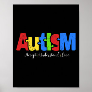 Autism Puzzle Accepterar Kärlek Autism Awaren Poster