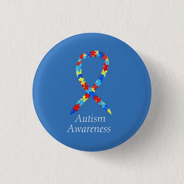 Autism Puzzle Awareness Ribbon Anpassningsbar Stif Knapp (Framsida)
