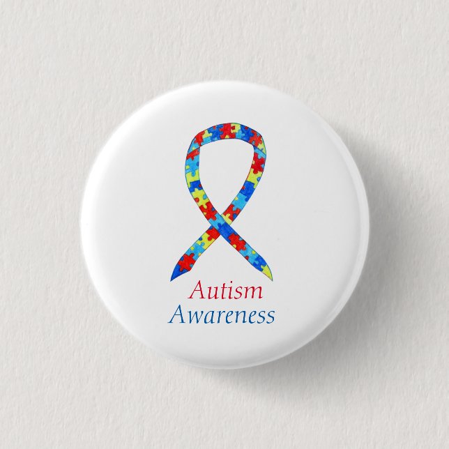 Autism Puzzle Awareness Ribbon Anpassningsbar Stif Knapp (Framsida)