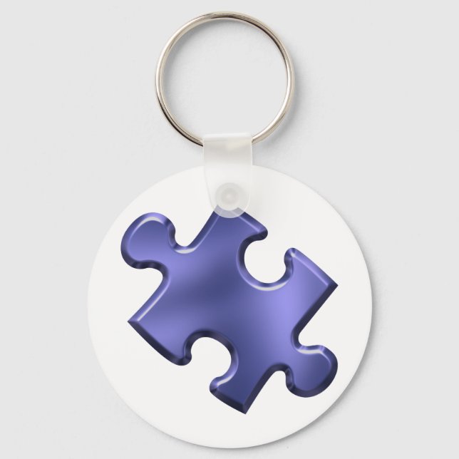 Autism Puzzle Biet Blue Nyckelring (Framsida)