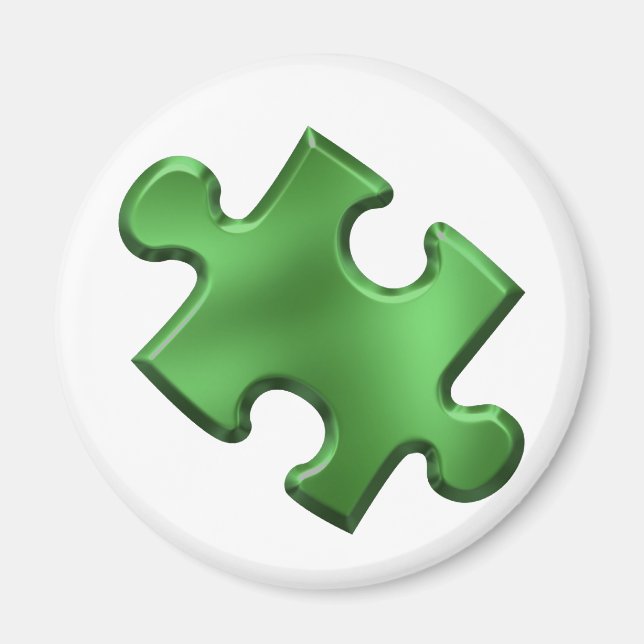 Autism Puzzle Biet Grönt Magnet (Framsidan)
