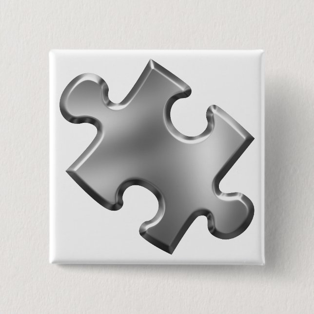 Autism Puzzle Biet Silver Knapp (Framsida)