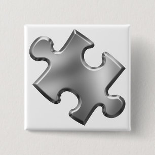 Autism Puzzle Biet Silver Knapp