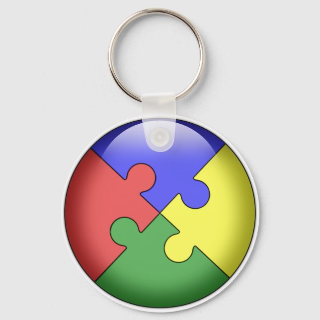 Autism Puzzle Boll Nyckelring (Framsida)