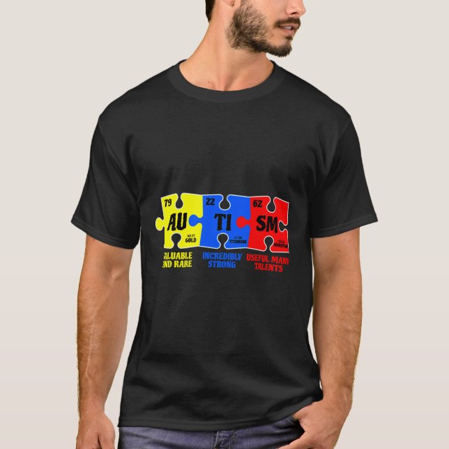 Autism Puzzle Chemical Inslag Autism Awareness T Shirt (Framsida)