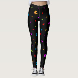 Autism Puzzle Delar på BLACK Leggings