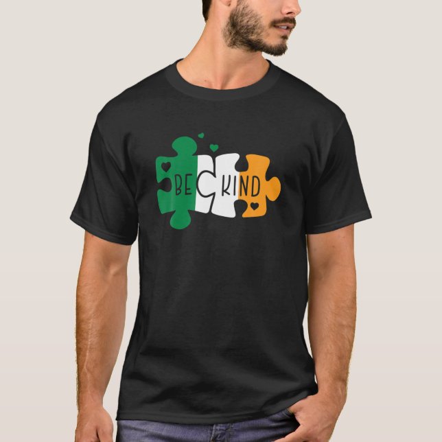 Autism Puzzle Flagga Irish St Patrick Day Autism A T Shirt (Framsida)
