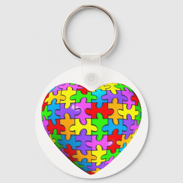 Autism Puzzle Heart Nyckelring (Framsida)
