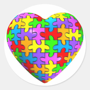 Autism Puzzle Heart Runt Klistermärke